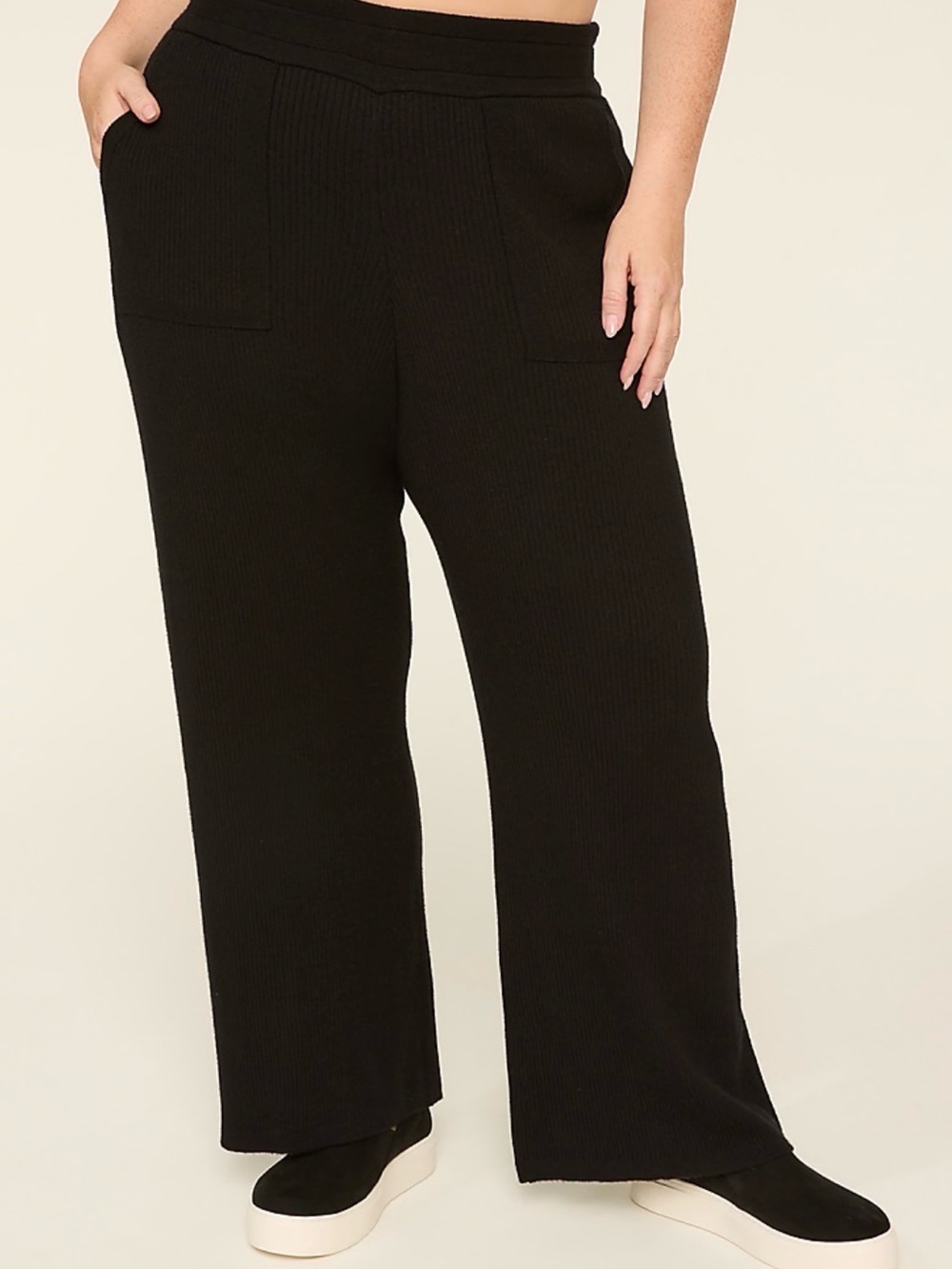 Livi Active by Lane Bryant The Sweater Pant Black Wide-Leg Pockets 18/20 NWT